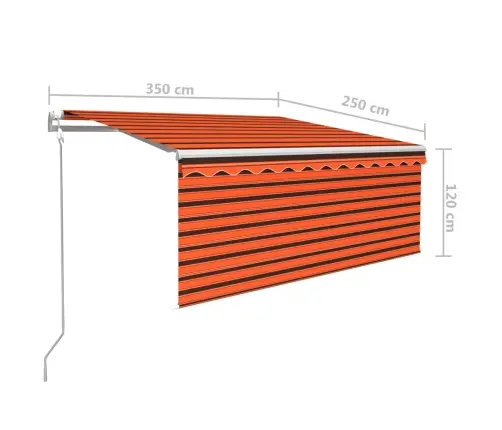 Markīze, Žalūziju, Led Un Vēja Sensoru, 3,5X2,5 M, Oranži Brūna   Vidaxl