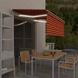 Markīze, Žalūziju, Led Un Vēja Sensoru, 3,5X2,5 M, Oranži Brūna   Vidaxl