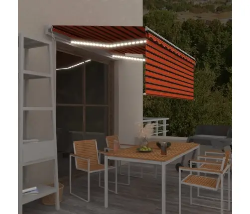Markīze, Žalūziju, Led Un Vēja Sensoru, 3,5X2,5 M, Oranži Brūna   Vidaxl
