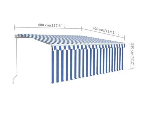 Käsitsi Sissetõmmatav Varikatus Rulooga, 4 X 3 M, Sinine/Valge