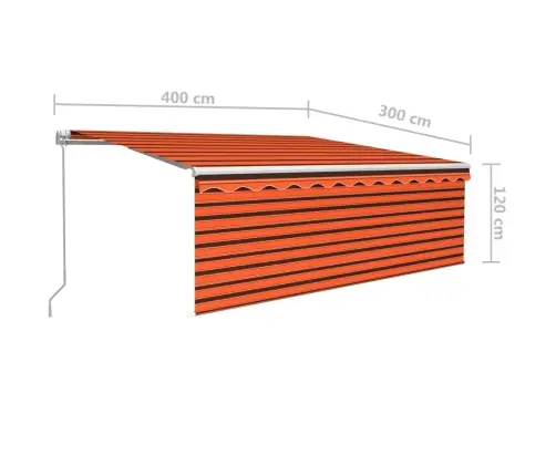 Izvelkama Markīze Ar Žalūziju, 4X3 M, Manuāla, Oranži Brūna Vidaxl