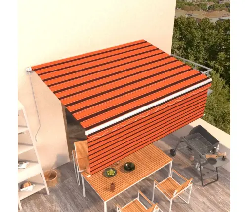 Izvelkama Markīze Ar Žalūziju, 4X3 M, Manuāla, Oranži Brūna Vidaxl