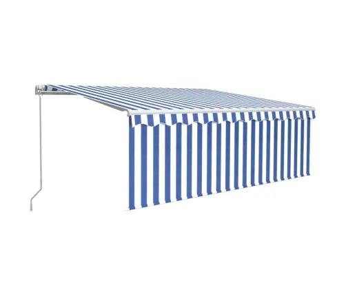 Izvelkama Markīze Ar Žalūziju, Led, 4X3 M, Manuāla, Zili Balta Vidaxl