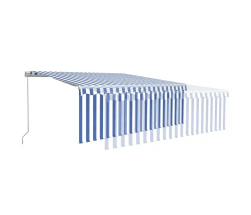 Izvelkama Markīze Ar Žalūziju, Led, 4X3 M, Manuāla, Zili Balta Vidaxl