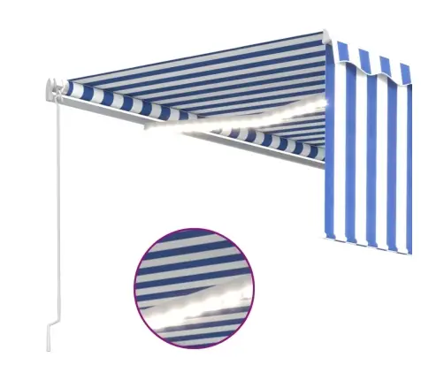 Izvelkama Markīze Ar Žalūziju, Led, 4X3 M, Manuāla, Zili Balta Vidaxl