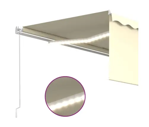 Izvelkama Markīze Ar Žalūziju, Led, 4X3 M, Manuāla, Krēmkrāsas Vidaxl