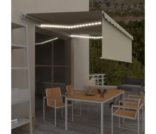 Izvelkama Markīze Ar Žalūziju, Led, 4X3 M, Manuāla, Krēmkrāsas Vidaxl