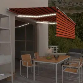 Käsitsi Sissetõmmatav Varikatus Ruloo&Led, 4X3M, Oranž/Pruun