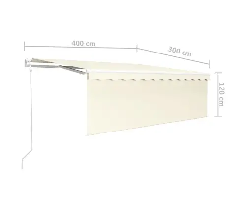Izvelkama Markīze Ar Žalūziju, 4X3 M, Automātiska, Krēmkrāsas  Vidaxl