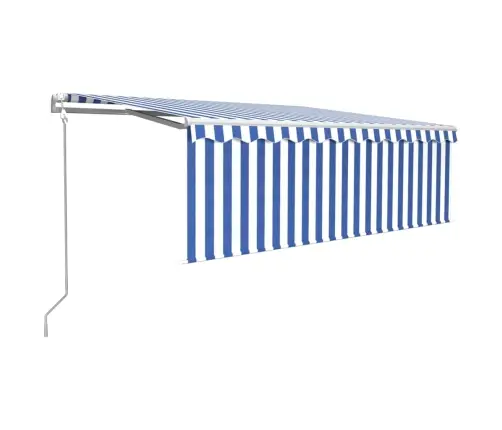 Markīze Ar Žalūziju, Led, Vēja Sensoru, 4X3 M, Zila Ar Baltu  Vidaxl