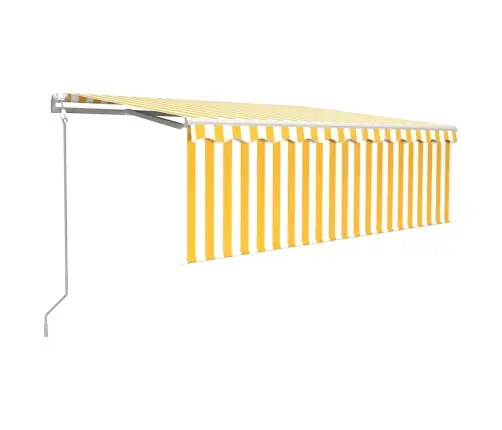 Markīze Ar Žalūziju, Led, Vēja Sensoru, 4X3 M, Dzelteni Balta  Vidaxl