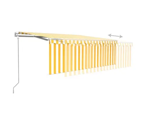 Markīze Ar Žalūziju, Led, Vēja Sensoru, 4X3 M, Dzelteni Balta  Vidaxl