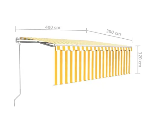Markīze Ar Žalūziju, Led, Vēja Sensoru, 4X3 M, Dzelteni Balta  Vidaxl