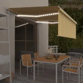 Markīze Ar Žalūziju, Led, Vēja Sensoru, 4X3 M, Dzelteni Balta  Vidaxl