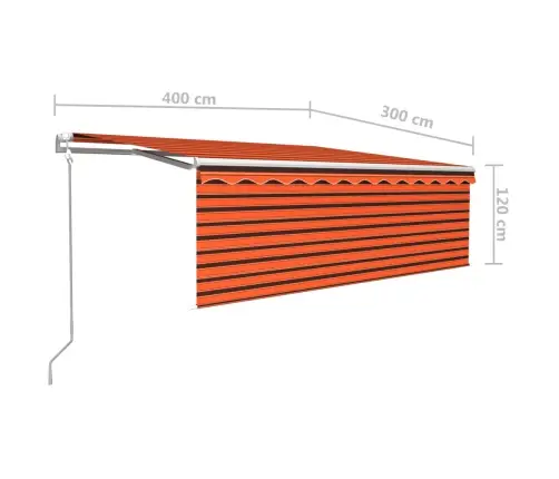Markīze Ar Žalūziju, Led, Vēja Sensoru, 4X3 M, Oranži Brūna  Vidaxl
