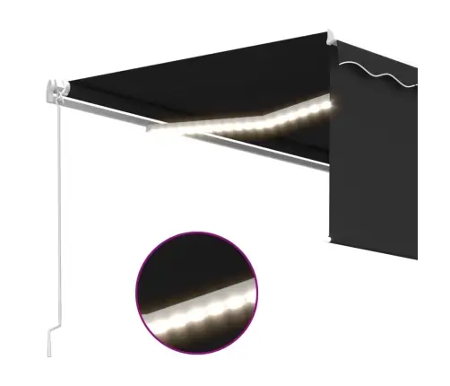 Izvelkama Markīze Ar Žalūziju, Led, 4,5X3 M, Manuāla, Pelēka Vidaxl