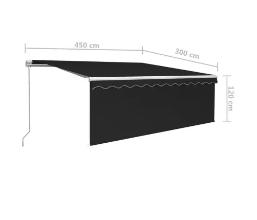 Izvelkama Markīze Ar Žalūziju, Led, 4,5X3 M, Manuāla, Pelēka Vidaxl