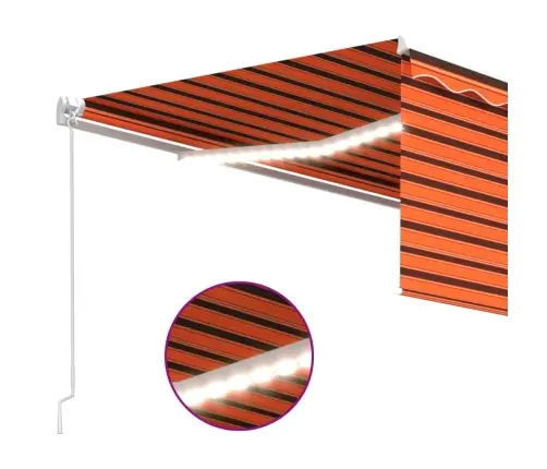 Izvelkama Markīze Ar Žalūziju Un Led, 4,5X3 M, Oranži Brūna Vidaxl