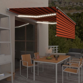 Izvelkama Markīze Ar Žalūziju Un Led, 4,5X3 M, Oranži Brūna Vidaxl