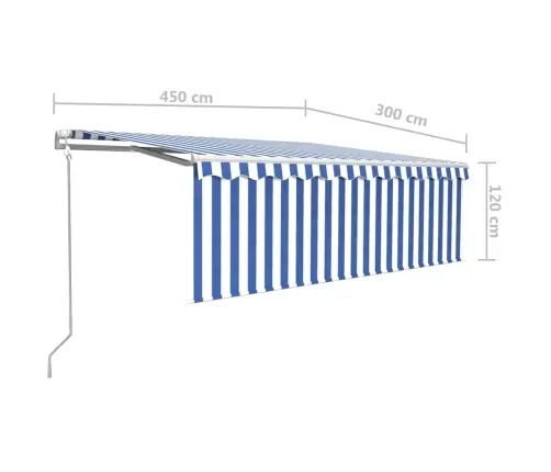 Izvelkama Markīze Ar Žalūziju, 4,5X3 M, Automātiska, Zili Balta  Vidaxl