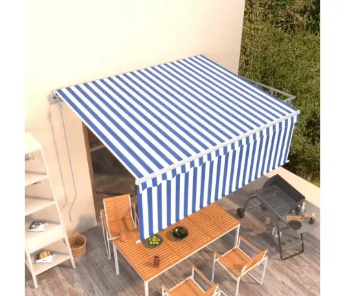 Izvelkama Markīze Ar Žalūziju, 4,5X3 M, Automātiska, Zili Balta  Vidaxl
