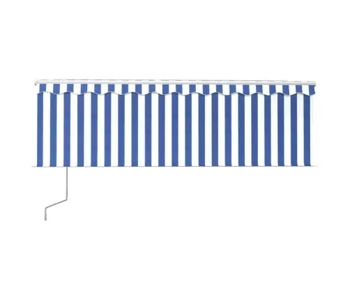 Markīze Ar Žalūziju, Led, Vēja Sensoru, 4,5X3 M, Zila Ar Baltu  Vidaxl