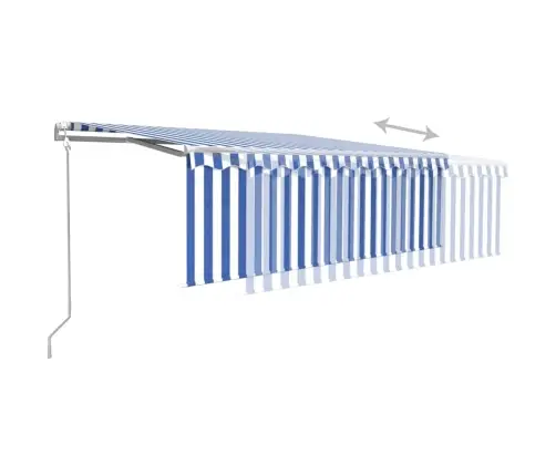 Markīze Ar Žalūziju, Led, Vēja Sensoru, 4,5X3 M, Zila Ar Baltu  Vidaxl
