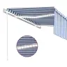 Markīze Ar Žalūziju, Led, Vēja Sensoru, 4,5X3 M, Zila Ar Baltu  Vidaxl