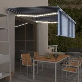 Markīze Ar Žalūziju, Led, Vēja Sensoru, 4,5X3 M, Zila Ar Baltu  Vidaxl