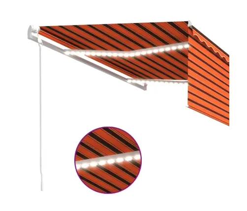 Markīze Ar Žalūziju, Led, Vēja Sensoru, 4,5X3 M, Oranži Brūna  Vidaxl