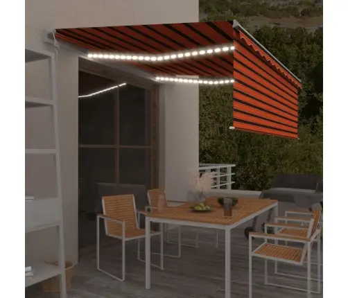 Markīze Ar Žalūziju, Led, Vēja Sensoru, 4,5X3 M, Oranži Brūna  Vidaxl