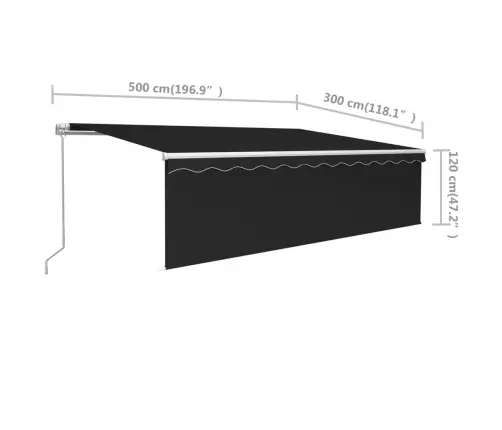 Izvelkama Markīze Ar Žalūziju, 5X3 M, Manuāla, Antracītpelēka Vidaxl