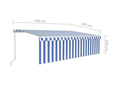 Rankiniu Būdu Ištraukiama Markizė, Mėlyna Ir Balta, 5X3M