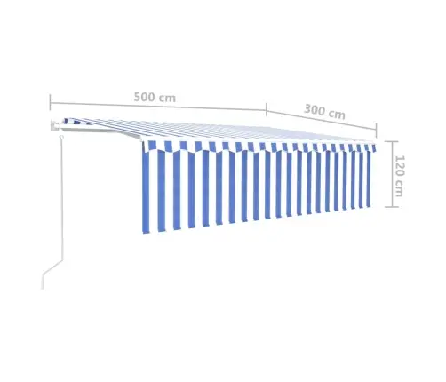 Izvelkama Markīze Ar Žalūziju, 5X3 M, Automātiska, Zili Balta Vidaxl