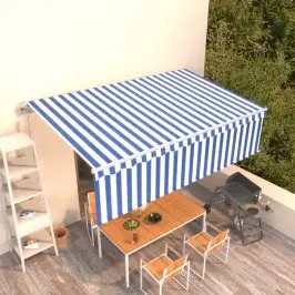 Izvelkama Markīze Ar Žalūziju, 5X3 M, Automātiska, Zili Balta Vidaxl