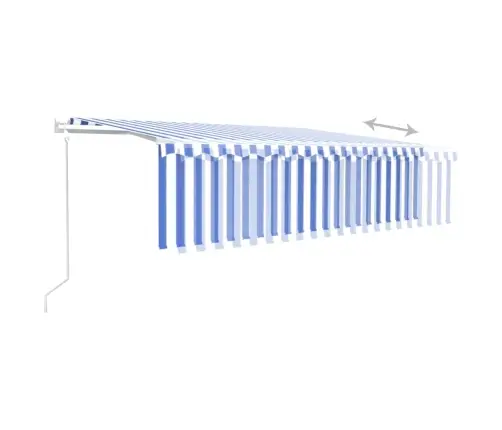 Markīze Ar Žalūziju, Led, Vēja Sensoru, 5X3 M, Zila Ar Baltu  Vidaxl
