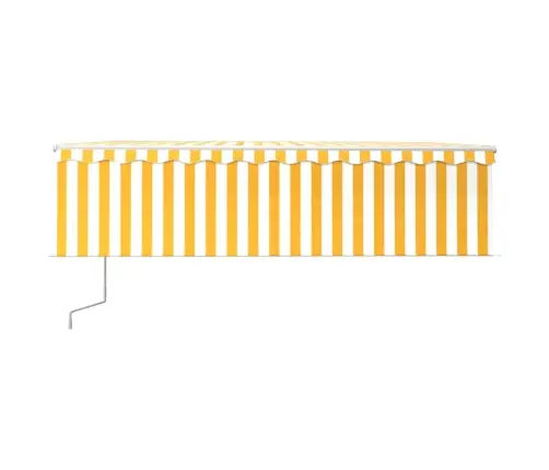 Markīze Ar Žalūziju, Led, Vēja Sensoru, 5X3 M, Dzelteni Balta  Vidaxl