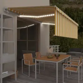 Markīze Ar Žalūziju, Led, Vēja Sensoru, 5X3 M, Dzelteni Balta Vidaxl Markīze Ar Žalūziju, Led, Vēja Sensoru, 5X3 M, Dzelteni Balta Vidaxl