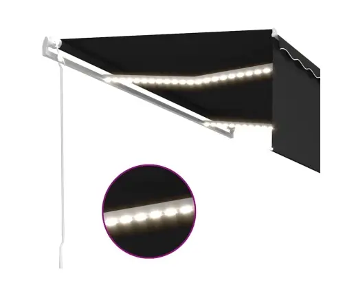 Markīze Ar Žalūziju, Led, Vēja Sensoru, 5X3 M, Antracītpelēka  Vidaxl