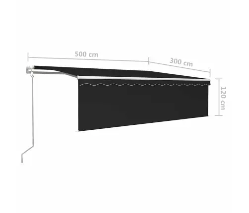 Markīze Ar Žalūziju, Led, Vēja Sensoru, 5X3 M, Antracītpelēka  Vidaxl
