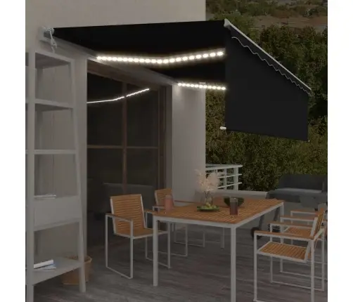 Markīze Ar Žalūziju, Led, Vēja Sensoru, 5X3 M, Antracītpelēka  Vidaxl