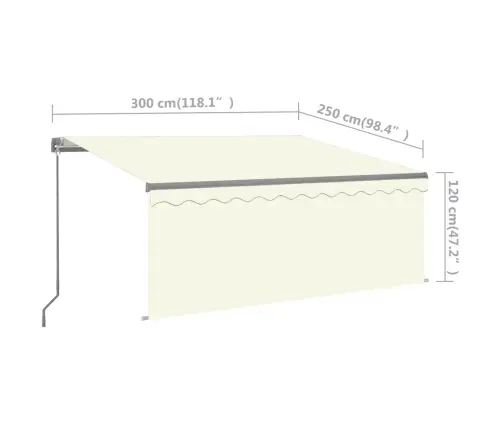 Rankiniu Būdu Ištraukiama Markizė, Kreminė, 3X2,5M