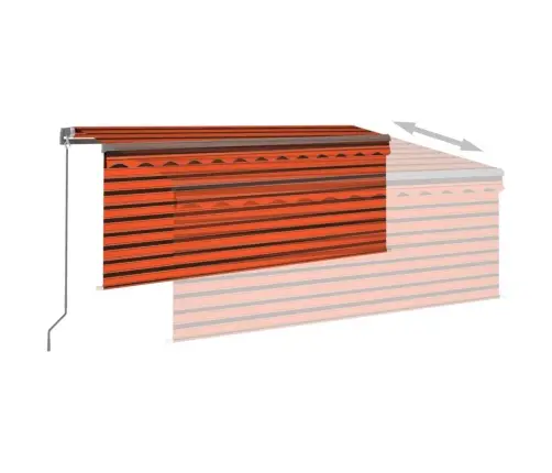 Izvelkama Markīze Ar Žalūziju Un Led, 3X2,5 M, Oranži Brūna   Vidaxl