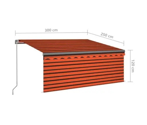 Izvelkama Markīze Ar Žalūziju Un Led, 3X2,5 M, Oranži Brūna   Vidaxl