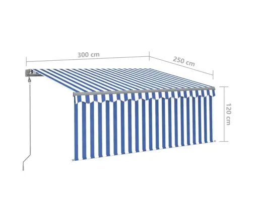 Izvelkama Markīze Ar Žalūziju, 3X2,5 M, Automātiska, Zili Balta Vidaxl