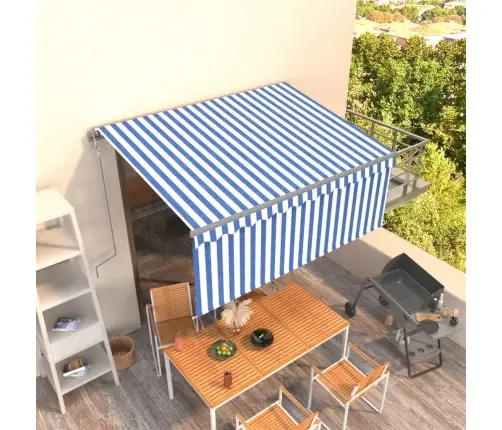Izvelkama Markīze Ar Žalūziju, 3X2,5 M, Automātiska, Zili Balta Vidaxl