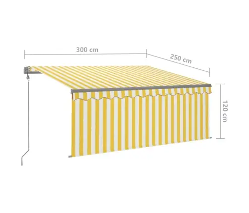 Izvelkama Markīze Ar Žalūziju, 3X2,5 M, Dzelteni Balta   Vidaxl