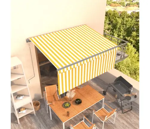 Izvelkama Markīze Ar Žalūziju, 3X2,5 M, Dzelteni Balta   Vidaxl