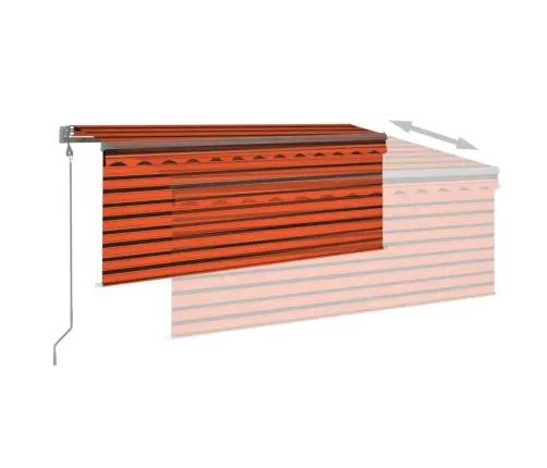 Izvelkama Markīze Ar Žalūziju, 3X2,5 M, Oranža Un Brūna   Vidaxl