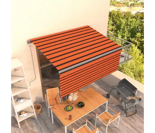 Izvelkama Markīze Ar Žalūziju, 3X2,5 M, Oranža Un Brūna   Vidaxl